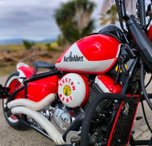 Custom Harley Motorrader Auf Mallorca . Die Besten Motorrad . MARLBOBBER 650Cc